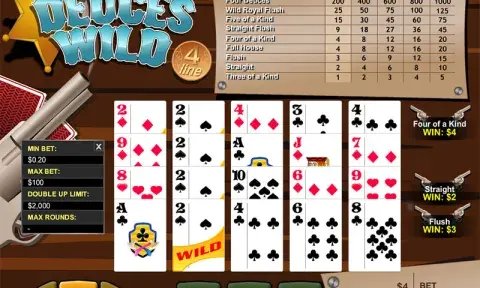 4-Line Deuces Wild Video Poker Free