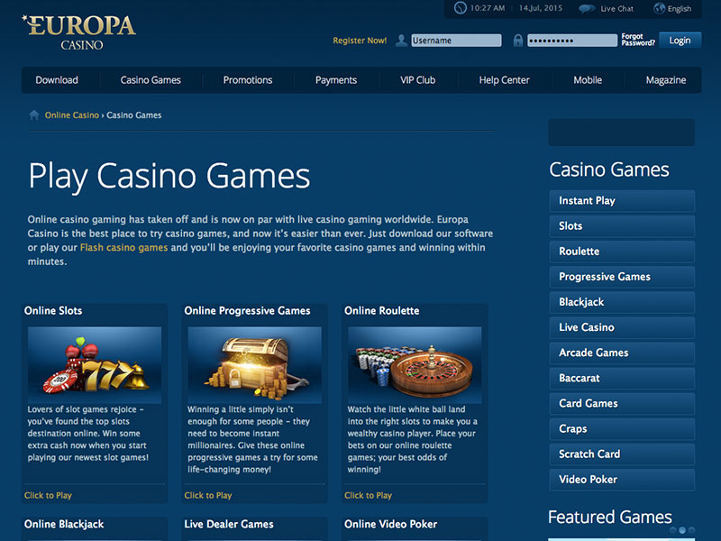 europa casino free slots