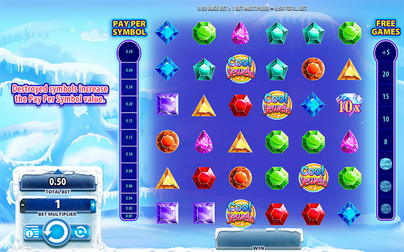 The theme of Cool Jewels is a bunch of jewels in the cool weather.As you can see, WMS didn’t really break any records in terms of creativity when it comes to the theme of Cool Jewels.There aren’t any characters, and there isn’t a storyline – which of the newest slots tend to feature.