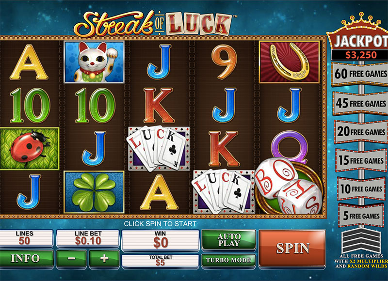 Go for the progressive jackpot playing streak of luck slots home