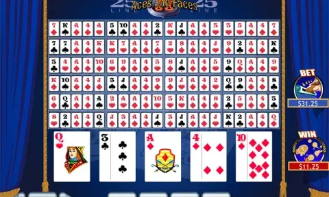 25 Line Aces & Faces Video Poker Free