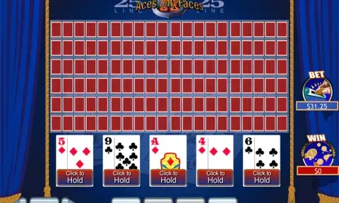 25 Line Aces & Faces Video Poker Game