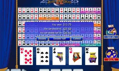 Видео покер с 25 линии Aces & Faces