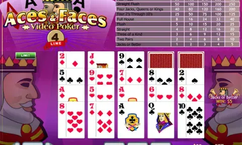 4 Line Aces and Faces Video Poker Free