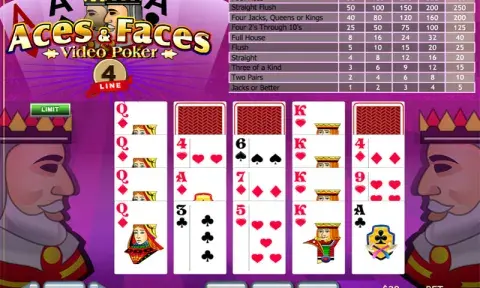 4 Line Aces and Faces Video Poker Online