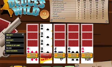 4-Line Deuces Wild Video Poker Game