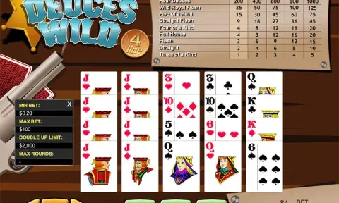 4-Line Deuces Wild Video Poker Online