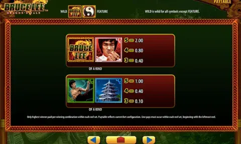 Bruce Lee - Dragon's Tale Slot Paytable