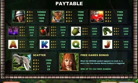 The Jungle 2 Slot Paytable