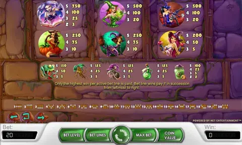 Wild Witches Slot Paytable